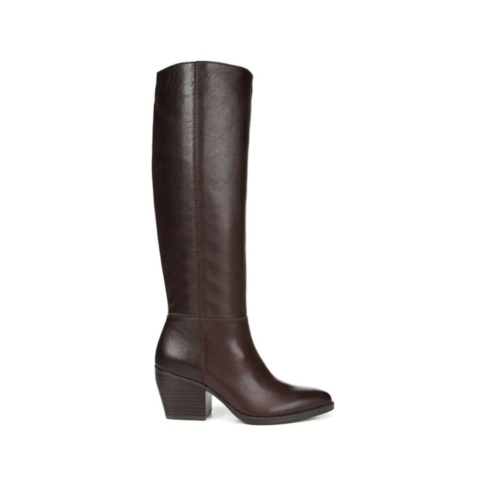 NATURALIZER Womens Brown Wide Calf Stacked Heel Zip-Up Leather Heeled Boots 5.5